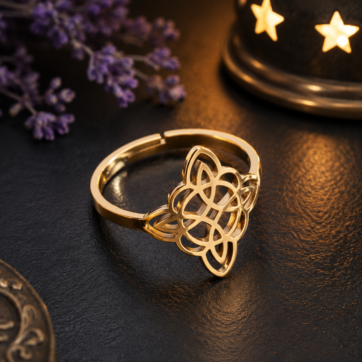 Bague réglable "Nœud de Sorcière" Mod 2 - Doré