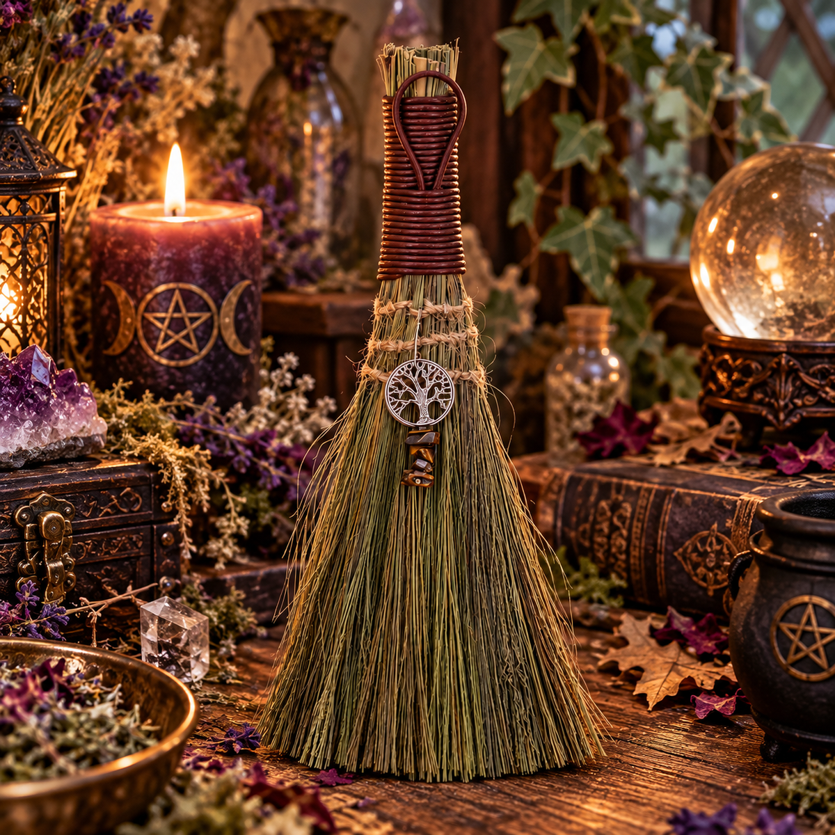Balai de Sorcière "Arbre de Vie" – Œil de Tigre