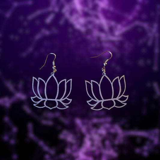 Boucles d'oreille en bois de tilleul - Lotus