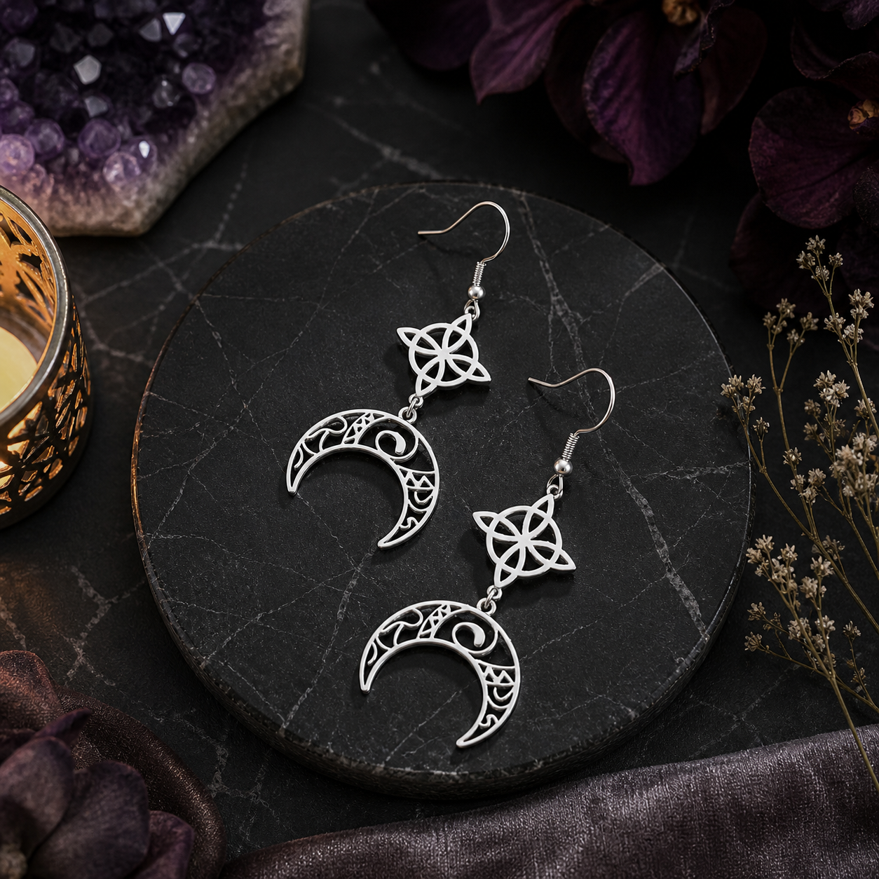 Boucles d'oreilles "Luna Mystica" - Argenté