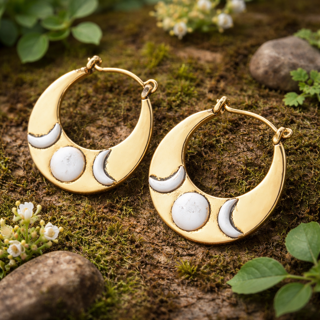 Boucles d'oreilles Triple Lune, en cuivre