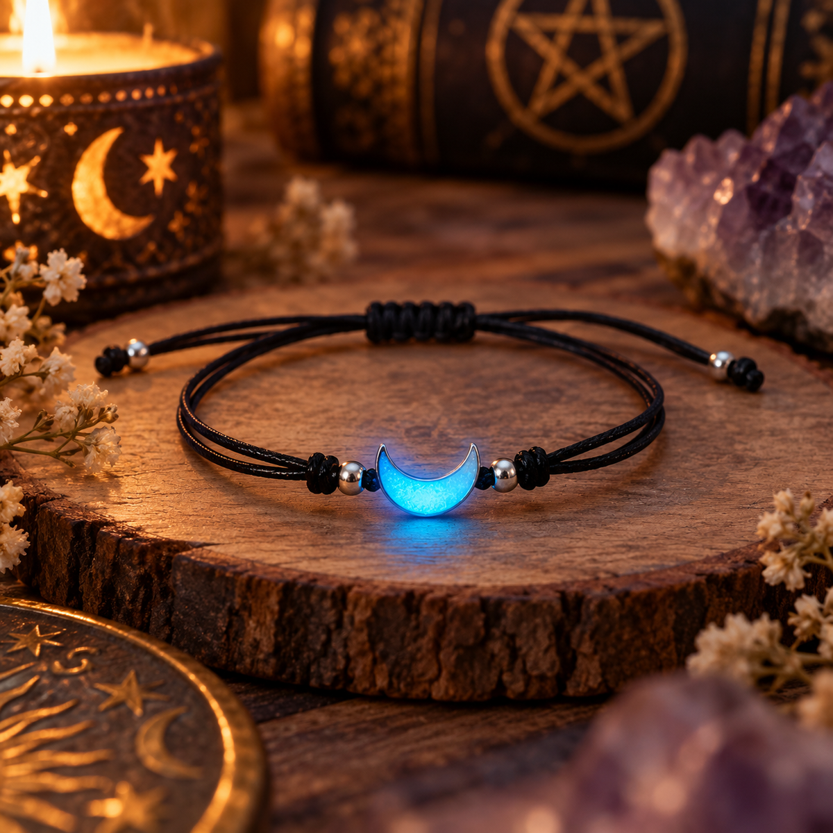 Bracelet Croissant de Lune Luminescent – Éclat Nocturne