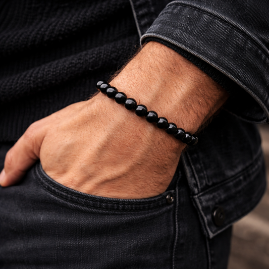 Bracelet en Tourmaline Noire - Large (Protection contre les énergies négatives et ondes électro-magnétiques)