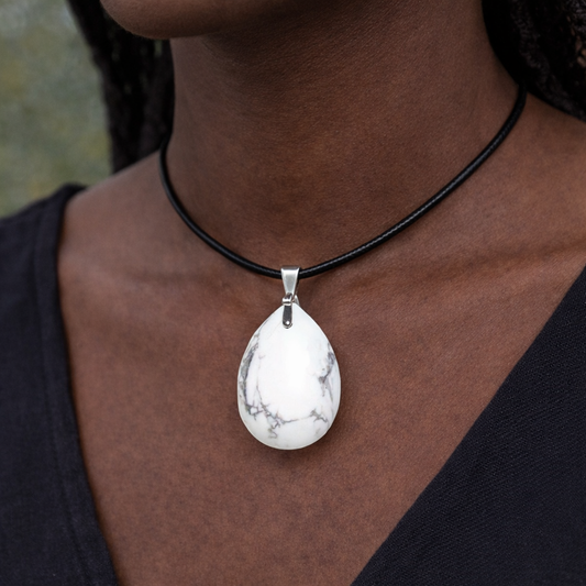Pendentif en Howlite (Apprentissage, Mémorisation, Compréhension, Concentration, Gestion émotionnelle)