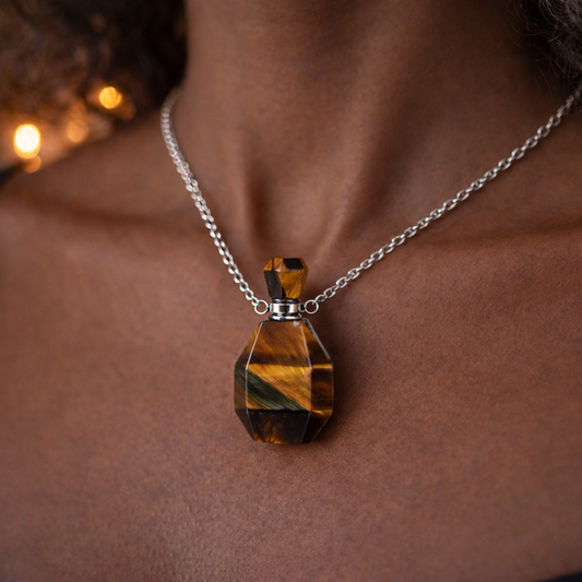 Collier fiole en Œil de Tigre