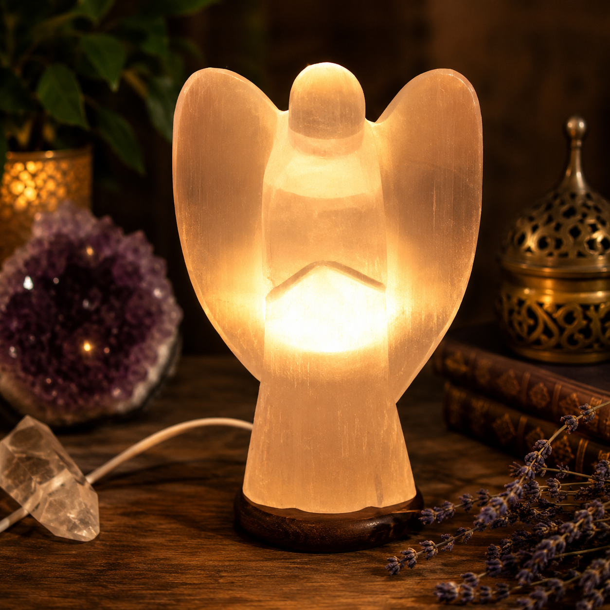 Lampe Sélénite Ange 20cm