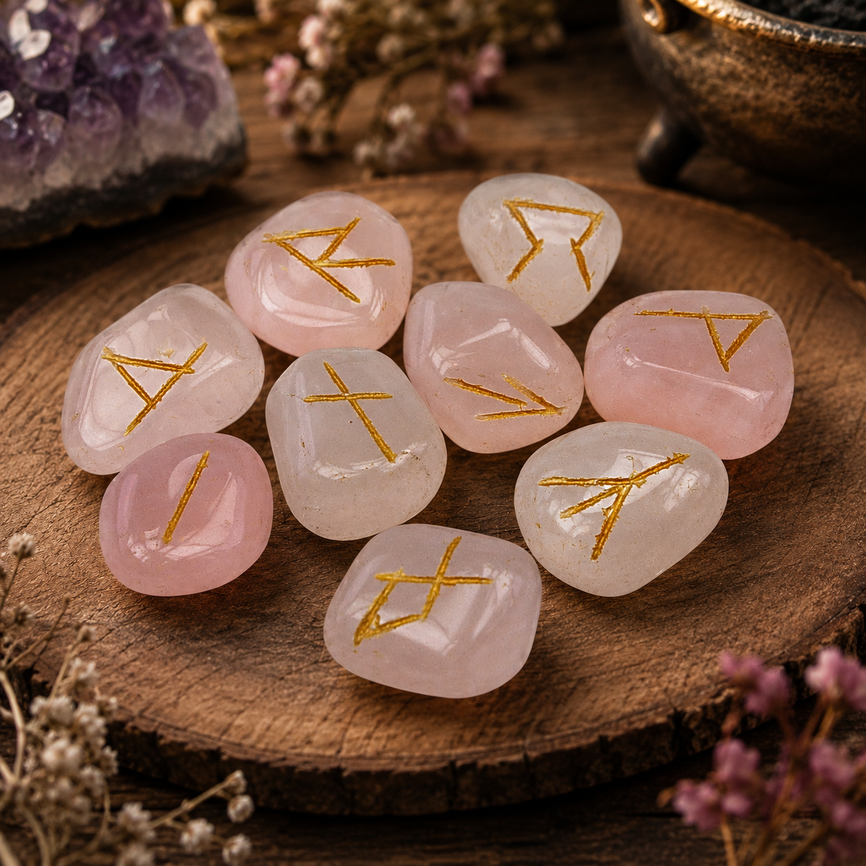 Runes en Quartz Rose