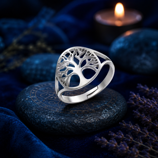 Bague réglable Arbre de vie (argenté)