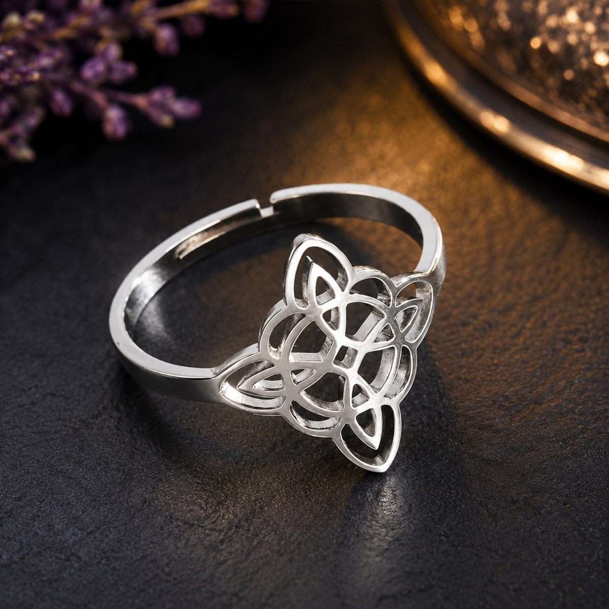 Bague réglable "Nœud de Sorcière" Mod 2 - Argenté