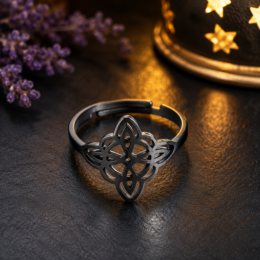 Bague réglable "Nœud de Sorcière" Mod 2 - Noir