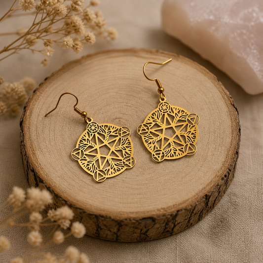 Boucles d'oreilles "Gardienne des Éléments" - Doré