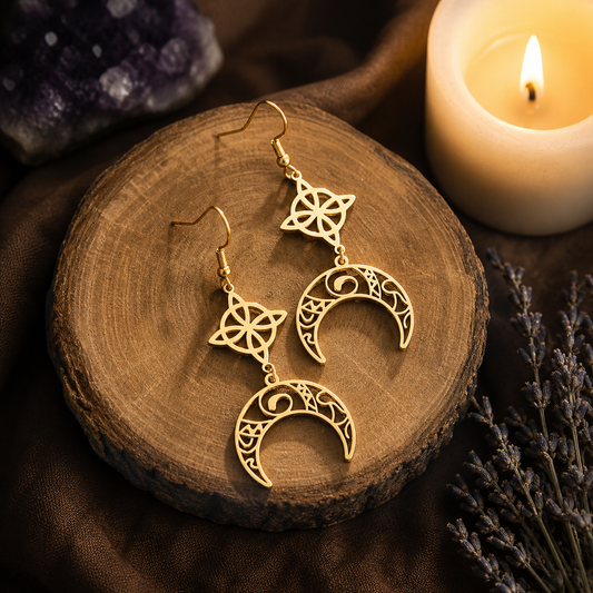 Boucles d'oreilles "Luna Mystica" - Dorées