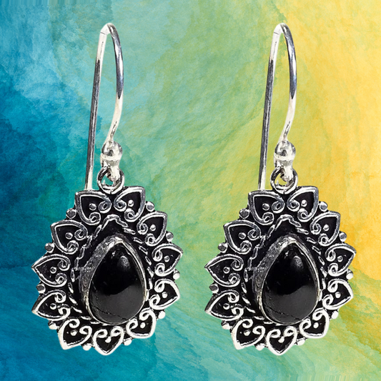 Boucles d'oreilles en Tourmaline Noire