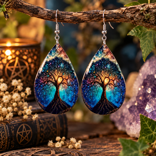 Boucles d'oreilles en simili cuir "Yggdrassil"