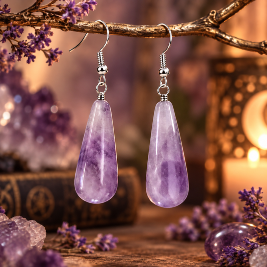 Boucles d'oreilles pendantes - Améthyste