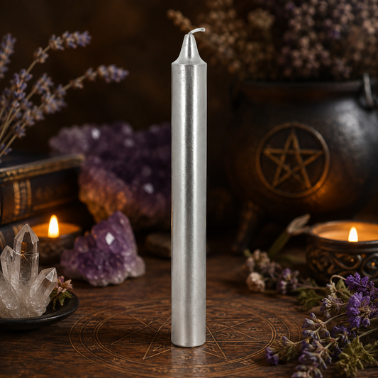 Bougie teintée masse 20 cm - Argent