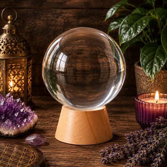 Boule de cristal sur socle - 10cm