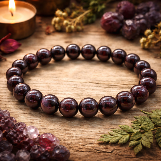 Bracelet en Grenat 8mm (Énergie, Courage, Ancrage, Vitalité)