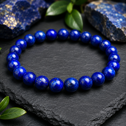 Bracelet en Lapis Lazuli 8mm (Stress, Migraines, Insomnie, Colère, Confiance en soi, Maux de ventre)