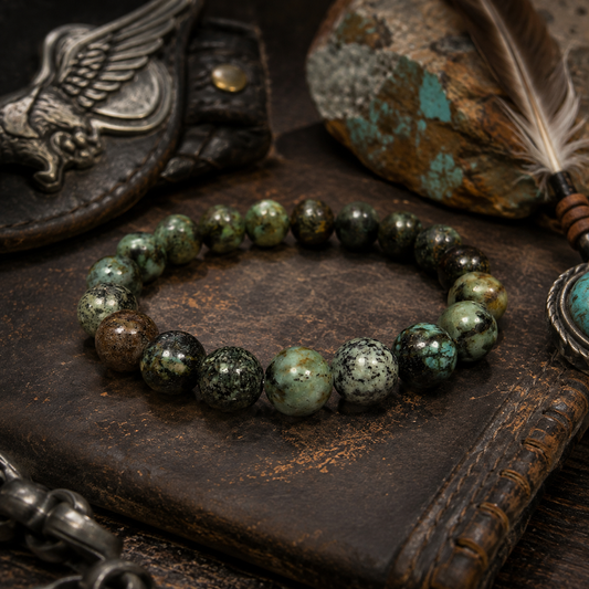 Bracelet en Turquoise Africaine - Large (Guérison, Stabilise le mental, Apaisement, Contre la colère)