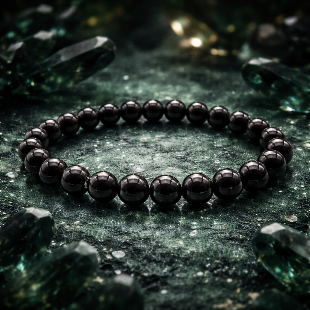 Bracelet en Tourmaline Noire - (Protection contre les énergies négatives et ondes électro-magnétiques)