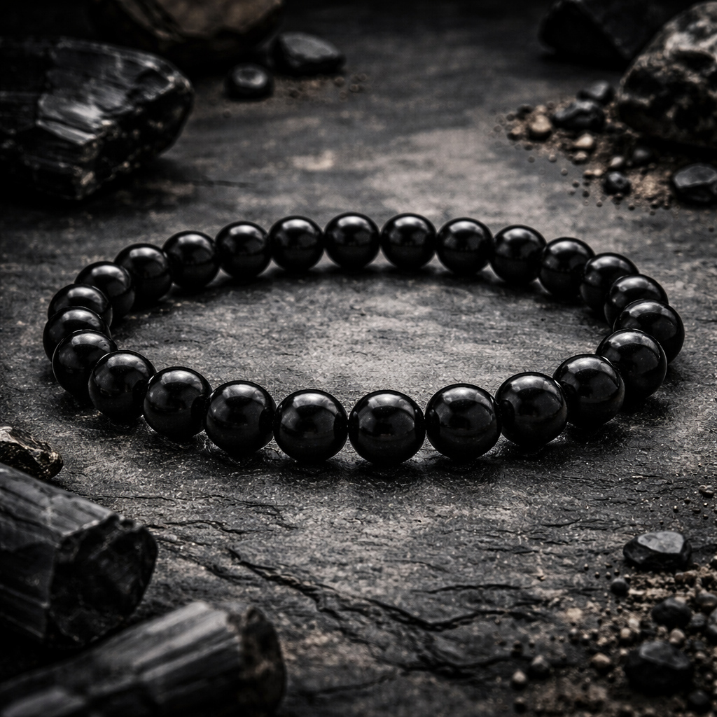 Bracelet en Tourmaline Noire - Large (Protection contre les énergies négatives et ondes électro-magnétiques)