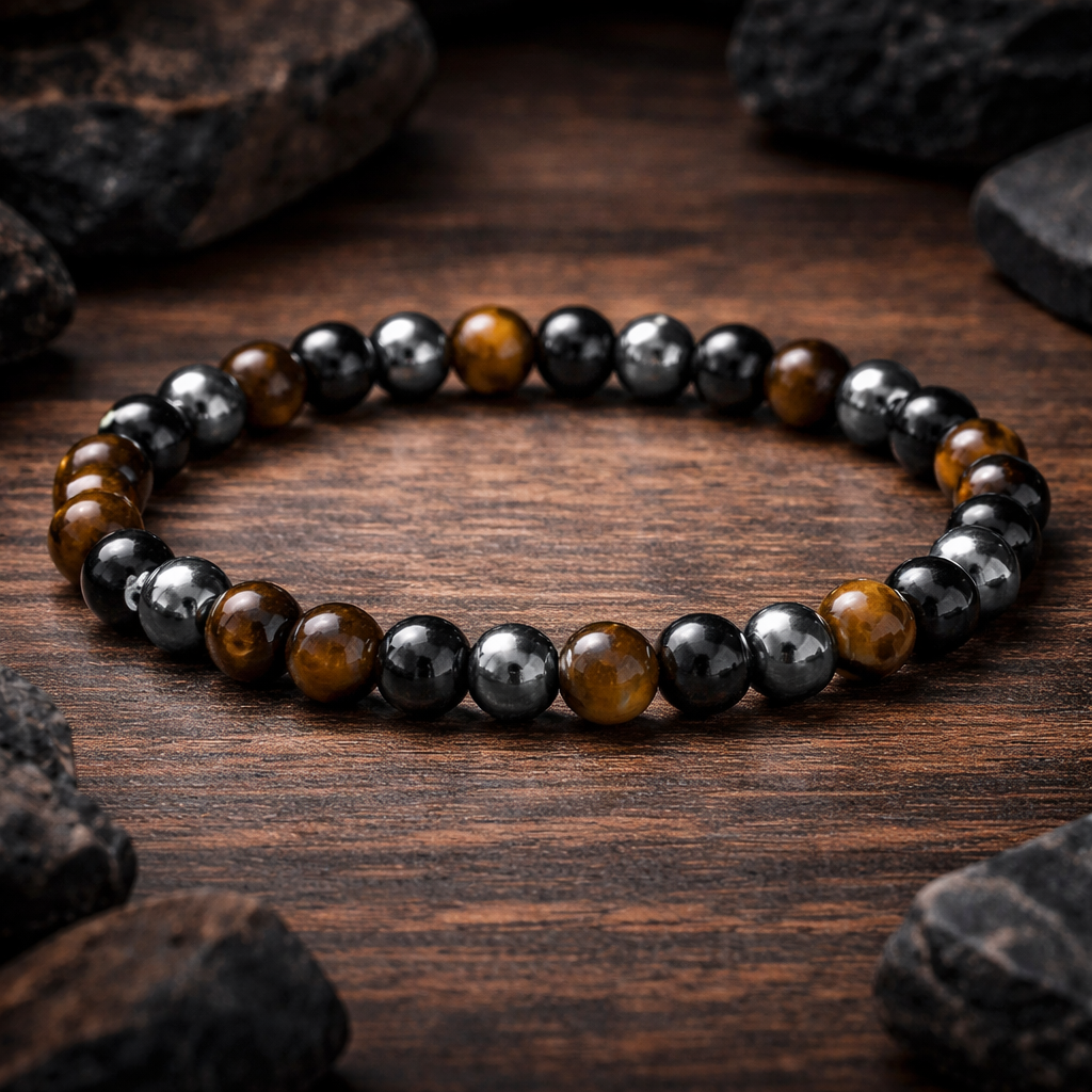 Bracelet "Triple Protection" en Obsidienne Noire, Hématite et Œil de Tigre - Large
