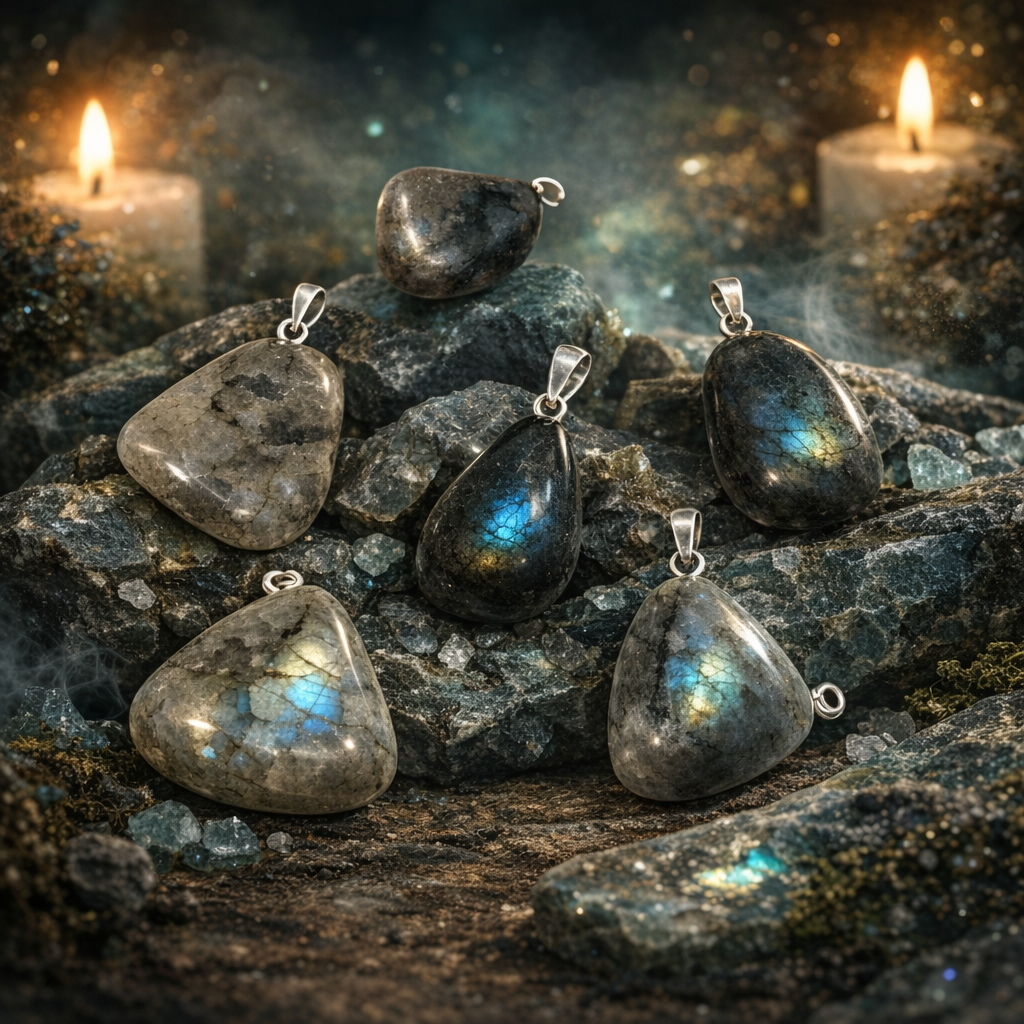 Pendentif en Labradorite polie (Protection, Ouverture d'esprit, Clairvoyance)