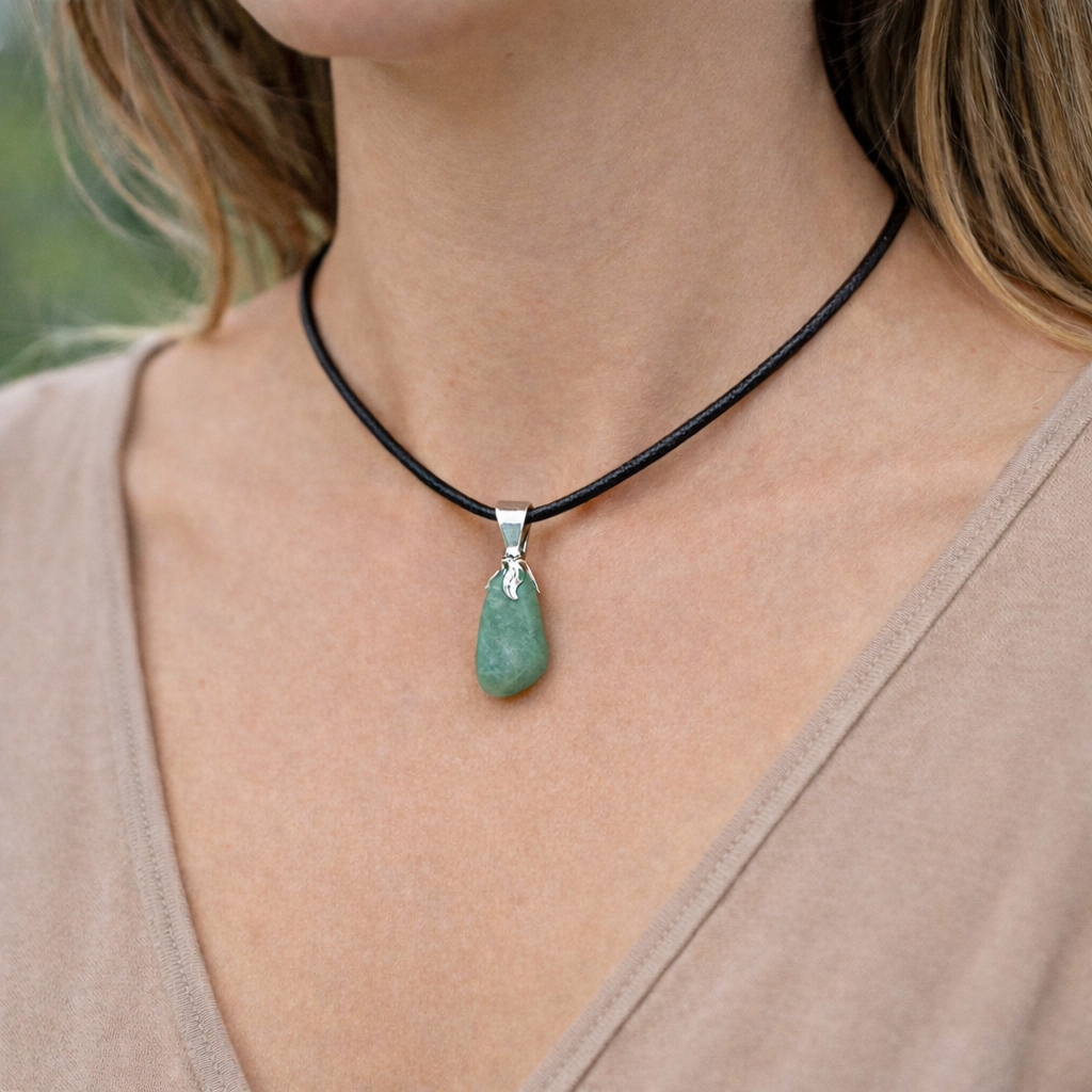 Pendentif en Amazonite (Paix, Courage, Frustrations, Communication, Enthousiasme, Tendresse)