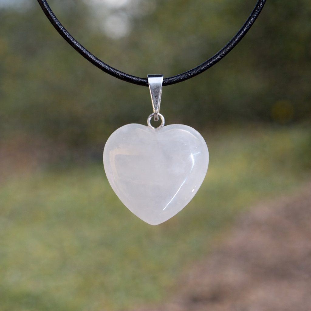 Pendentif Cœur en Quartz Rose