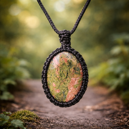 Collier Macramé - Unakite