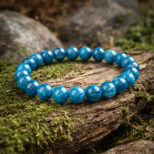Bracelet en Apatite Bleue (Ecoute, Compréhension, Communication, Concentration, Apaisement, Expression, Harmonie)