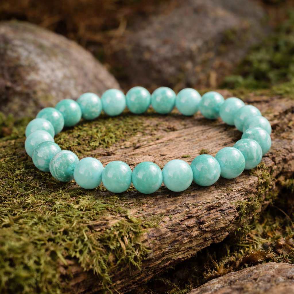 Bracelet en Amazonite (Paix, Courage, Frustrations, Communication, Enthousiasme, Tendresse)