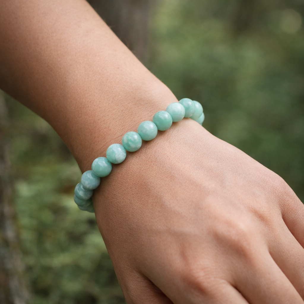 Bracelet en Amazonite (Paix, Courage, Frustrations, Communication, Enthousiasme, Tendresse)