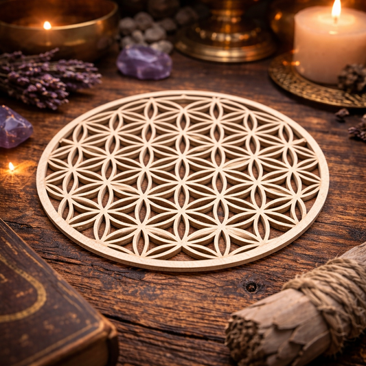 Plaque "Fleur de Vie" en bois - 20cm