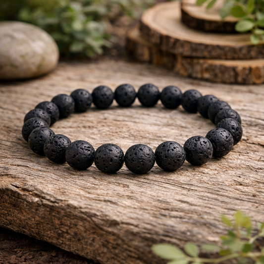 Bracelet en Pierre de Lave (Apaisement, Contre l'anxiété, Soulagement des tensions, Harmonie, Vitalité)