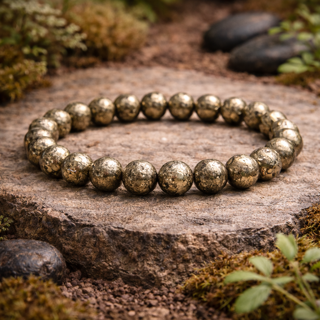 Bracelet en Pyrite (Ancrage, Stress, Fatigue, Mémoire, Productivité)
