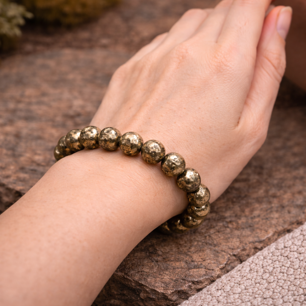 Bracelet en Pyrite (Ancrage, Stress, Fatigue, Mémoire, Productivité)