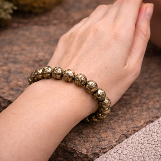 Bracelet en Pyrite (Ancrage, Stress, Fatigue, Mémoire, Productivité)