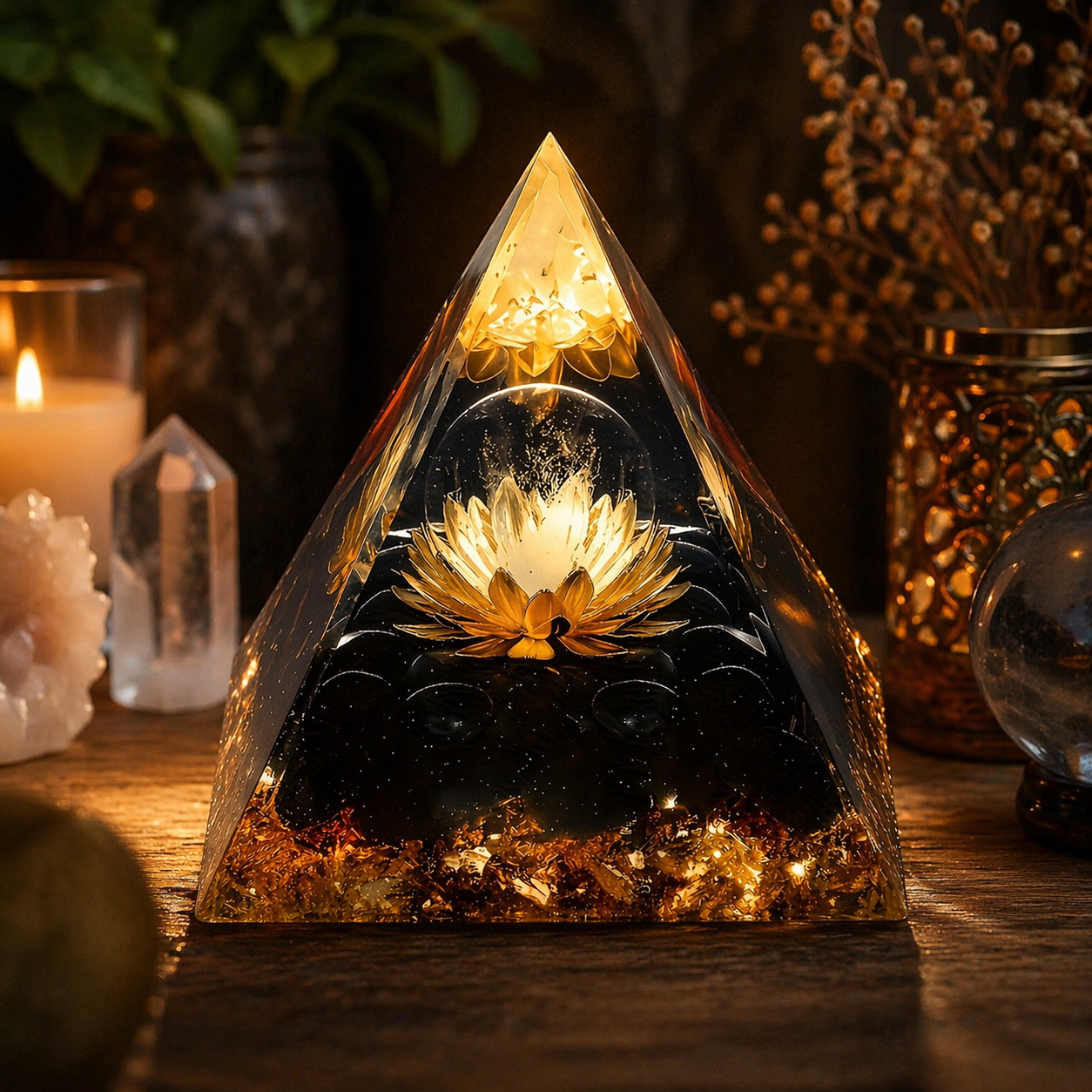 Pyramide Orgonite - Obsidienne (Mod 2)