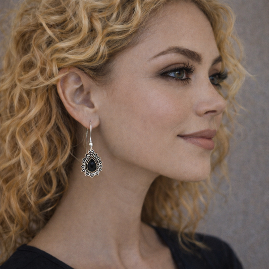 Boucles d'oreilles en Tourmaline Noire