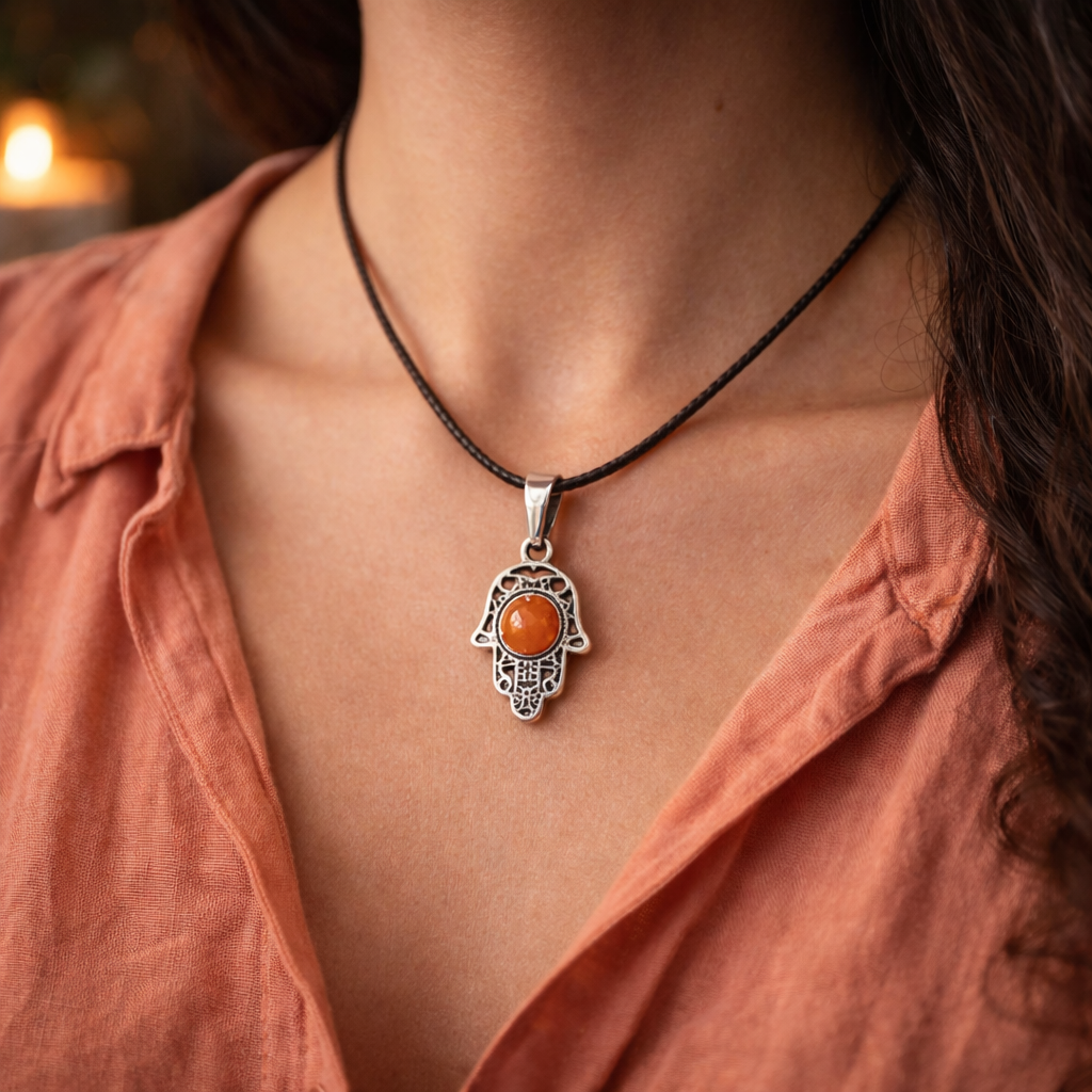 Pendentif Main de Fatima en Jaspe