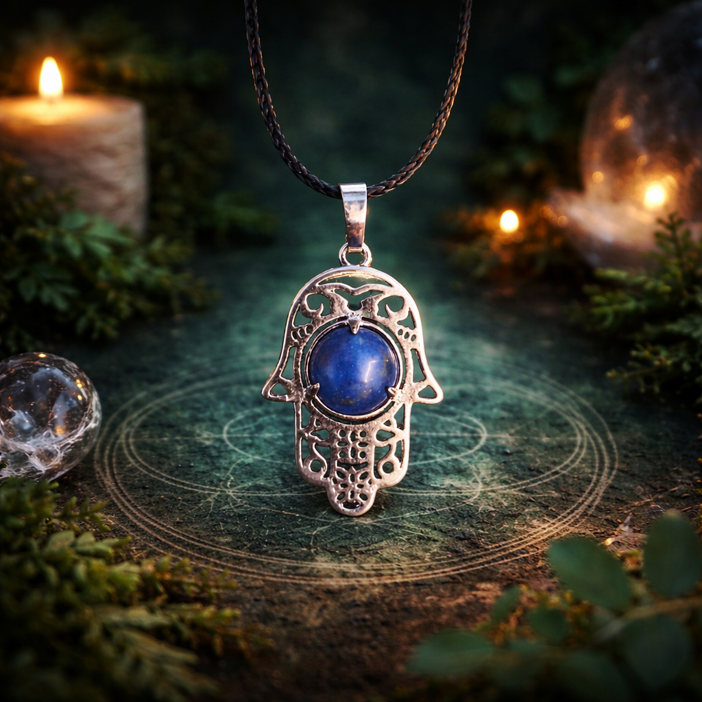 Pendentif Main de Fatima en Lapis-Lazuli