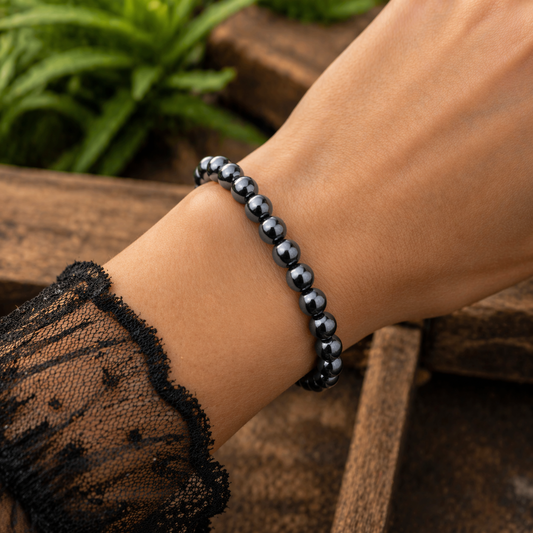 Bracelet en Hématite 8mm (Protection, Ancrage, Apaisement)