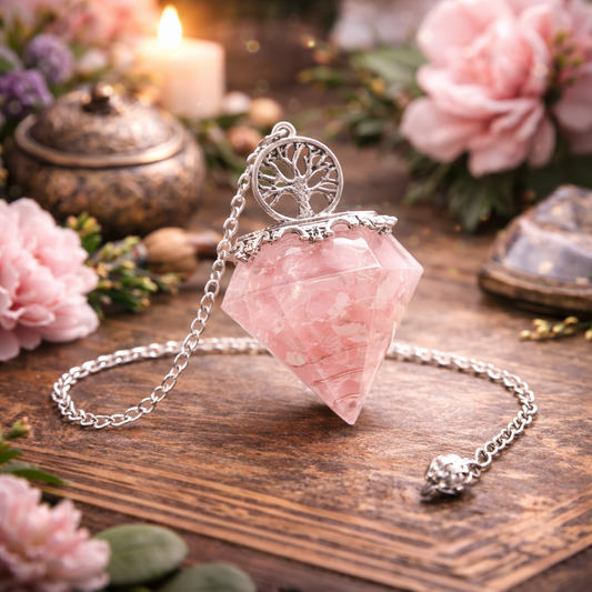 Pendule Arbre de Vie Orgonite - Quartz Rose
