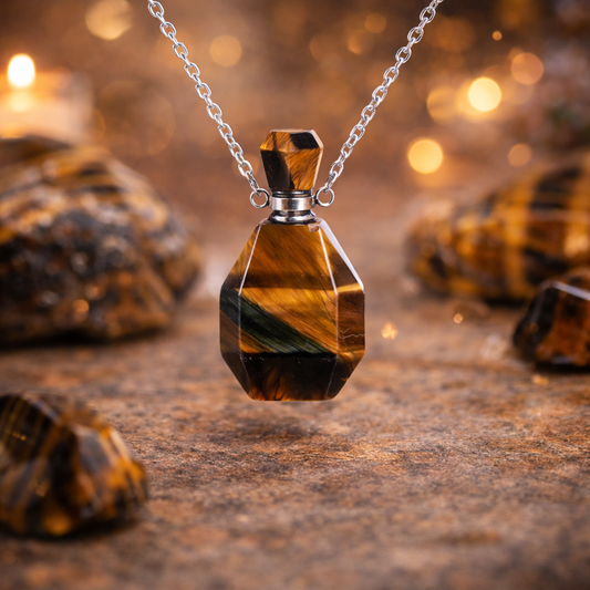 Collier fiole en Œil de Tigre