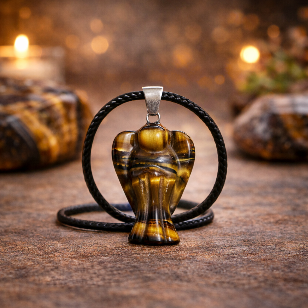Pendentif Ange en Œil de Tigre