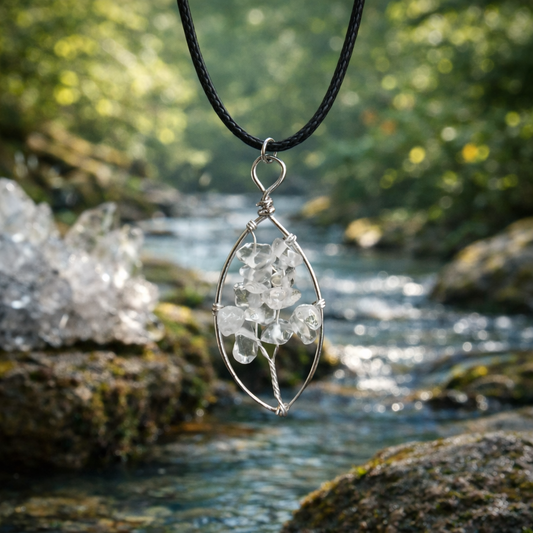 Collier Arbre de Vie, avec chips de Cristal de Roche