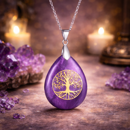 Collier Arbre de Vie Goutte - Améthyste