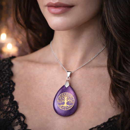 Collier Arbre de Vie Goutte - Améthyste